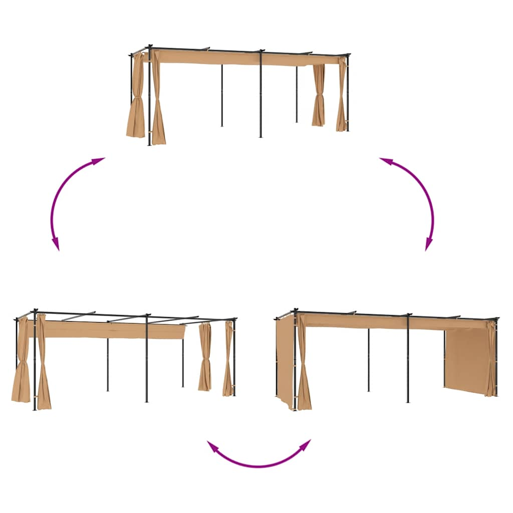 vidaXL Gazebo with Curtains 6x3 m Taupe Steel