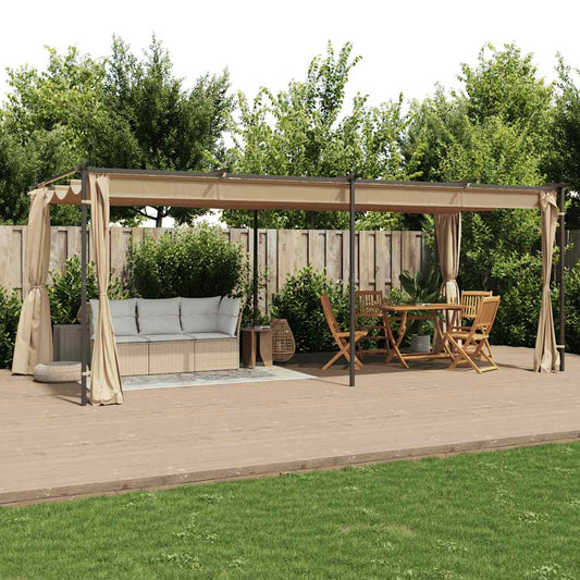 vidaXL Gazebo with Curtains 6x3 m Taupe Steel