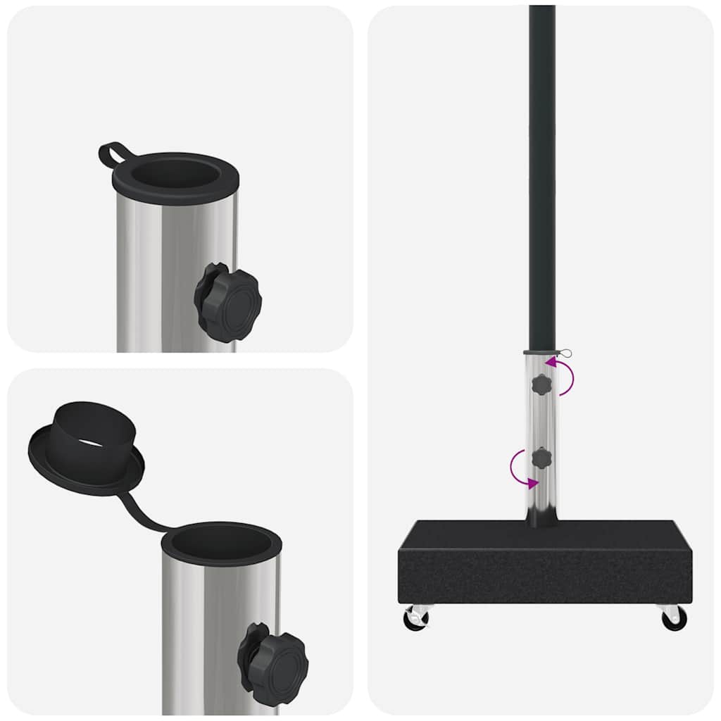 Umbrella Base | Black | Granite, Stainless Steel | Heavy Weight Endurance