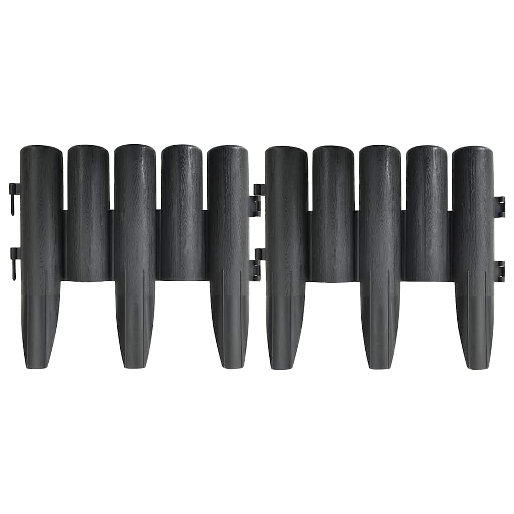 Lawn Edgings 36 pcs Anthracite 10 m PP