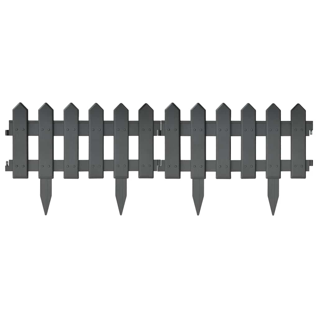 Lawn Edgings 25 pcs Anthracite 10 m PP