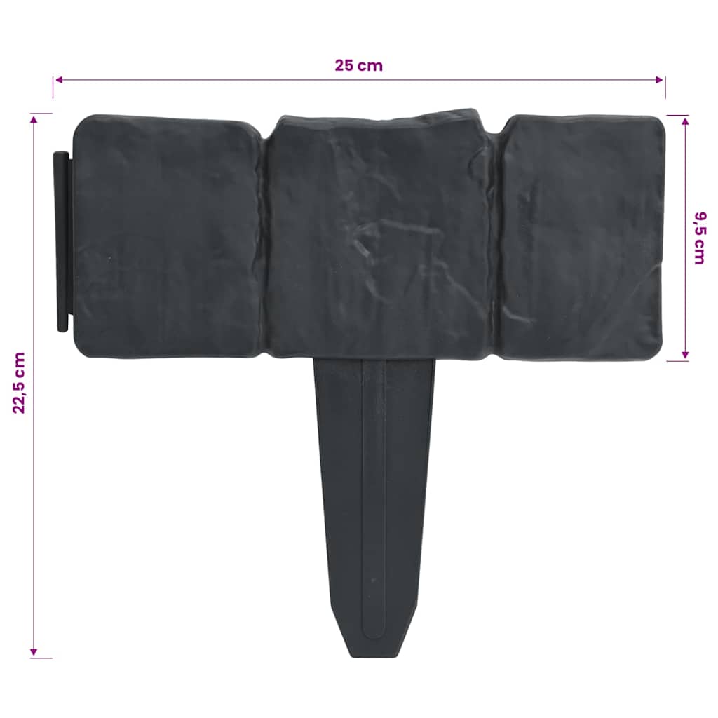 314684 vidaXL Lawn Fence Stone Look 41 pcs Plastic 10 m