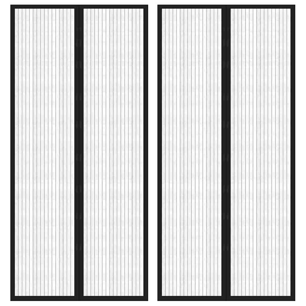 314686 vidaXL Insect Door Curtains 2 pcs with Magnet Blocks Black 210x90 cm