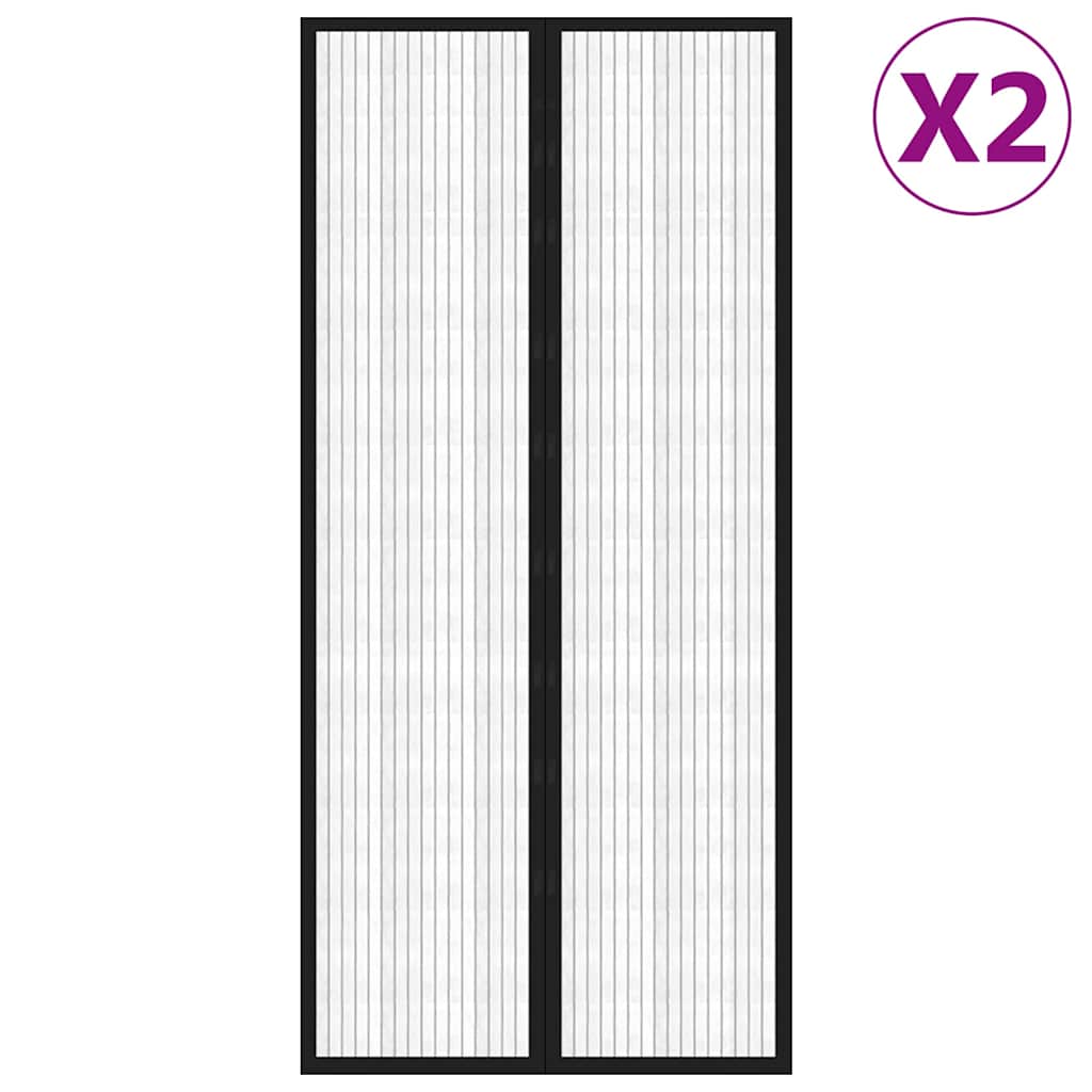 314686 vidaXL Insect Door Curtains 2 pcs with Magnet Blocks Black 210x90 cm