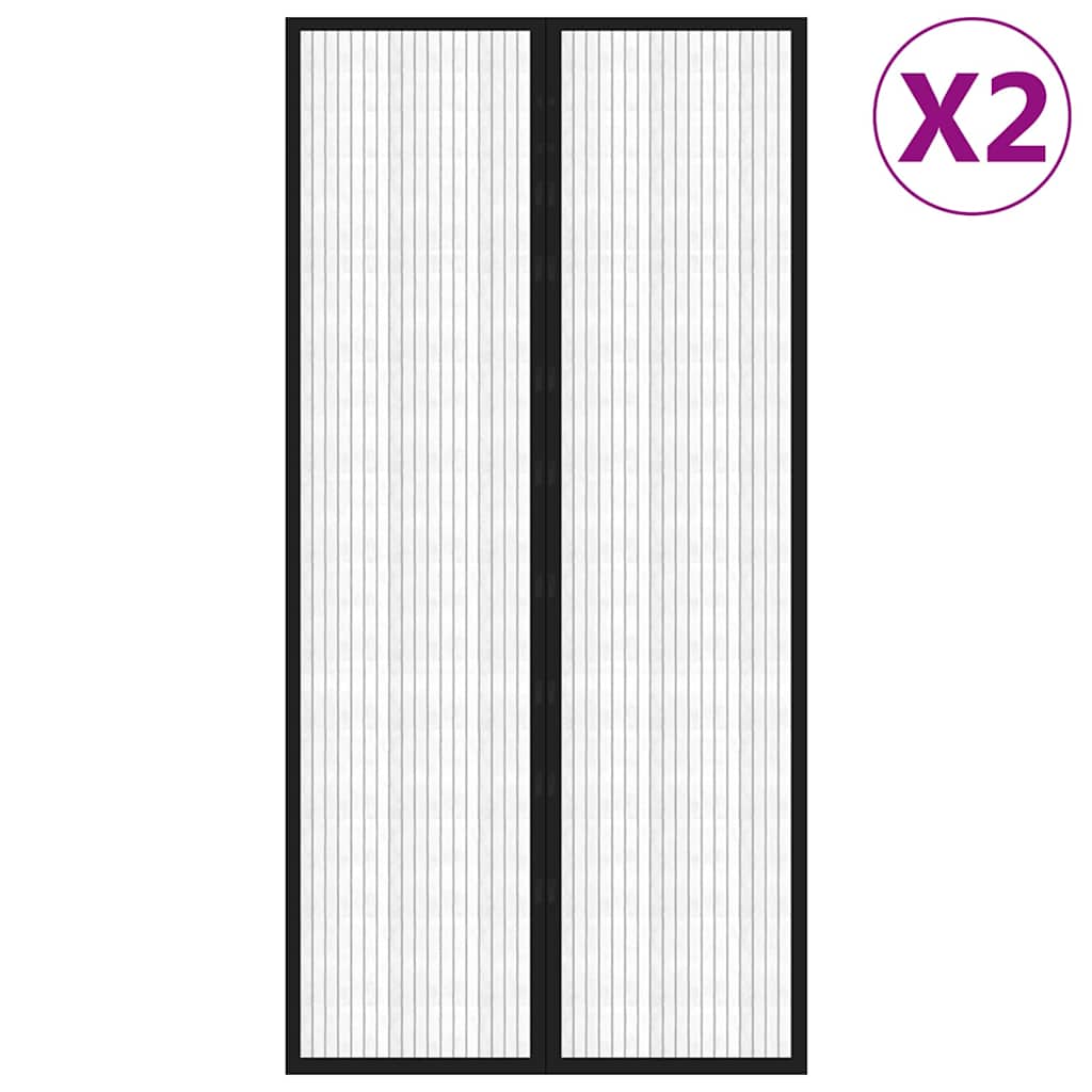 314687 vidaXL Insect Door Curtains 2 pcs with Magnet Blocks Black 220x100 cm