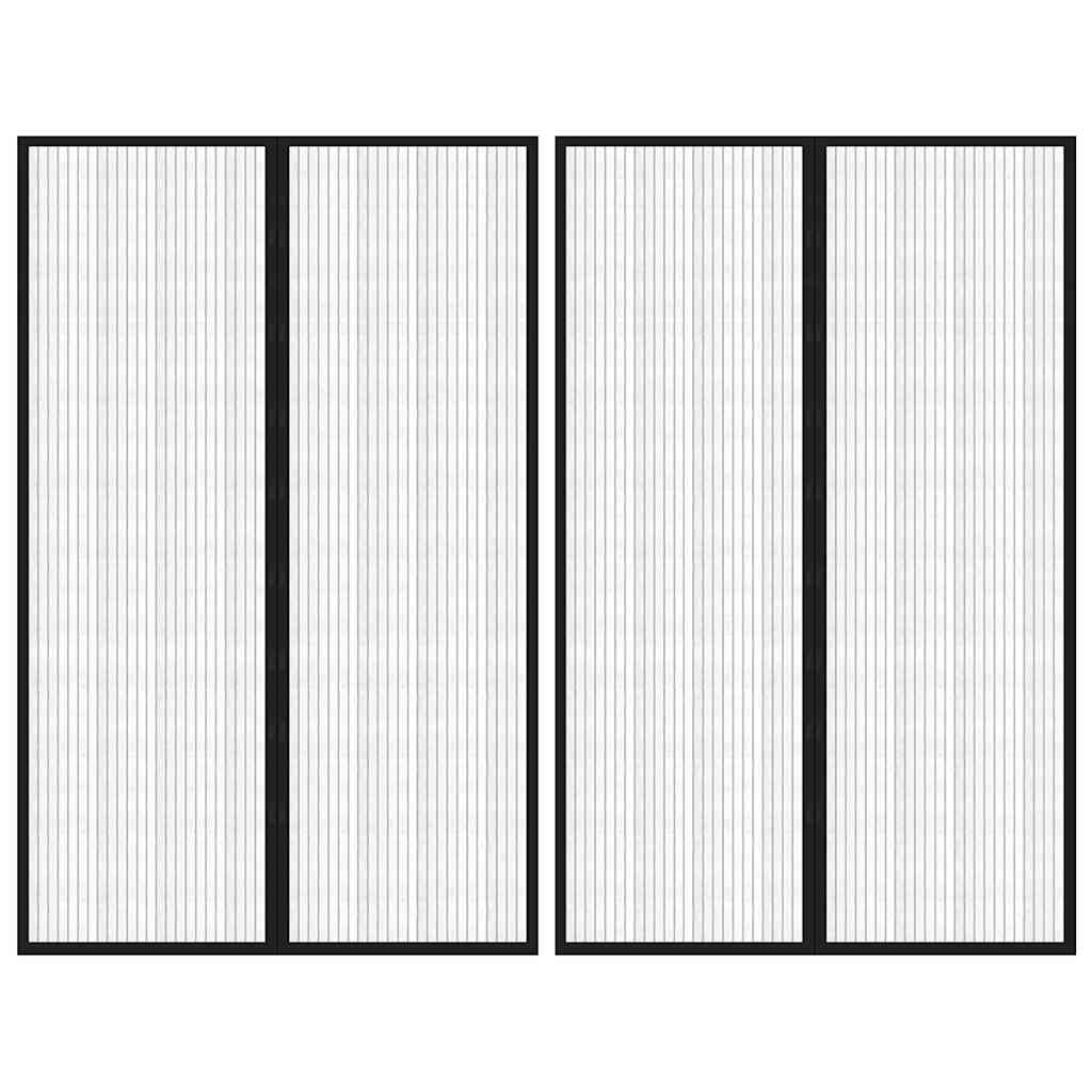 314689 vidaXL Insect Door Curtains 2 pcs with Magnet Blocks Black 220x130 cm