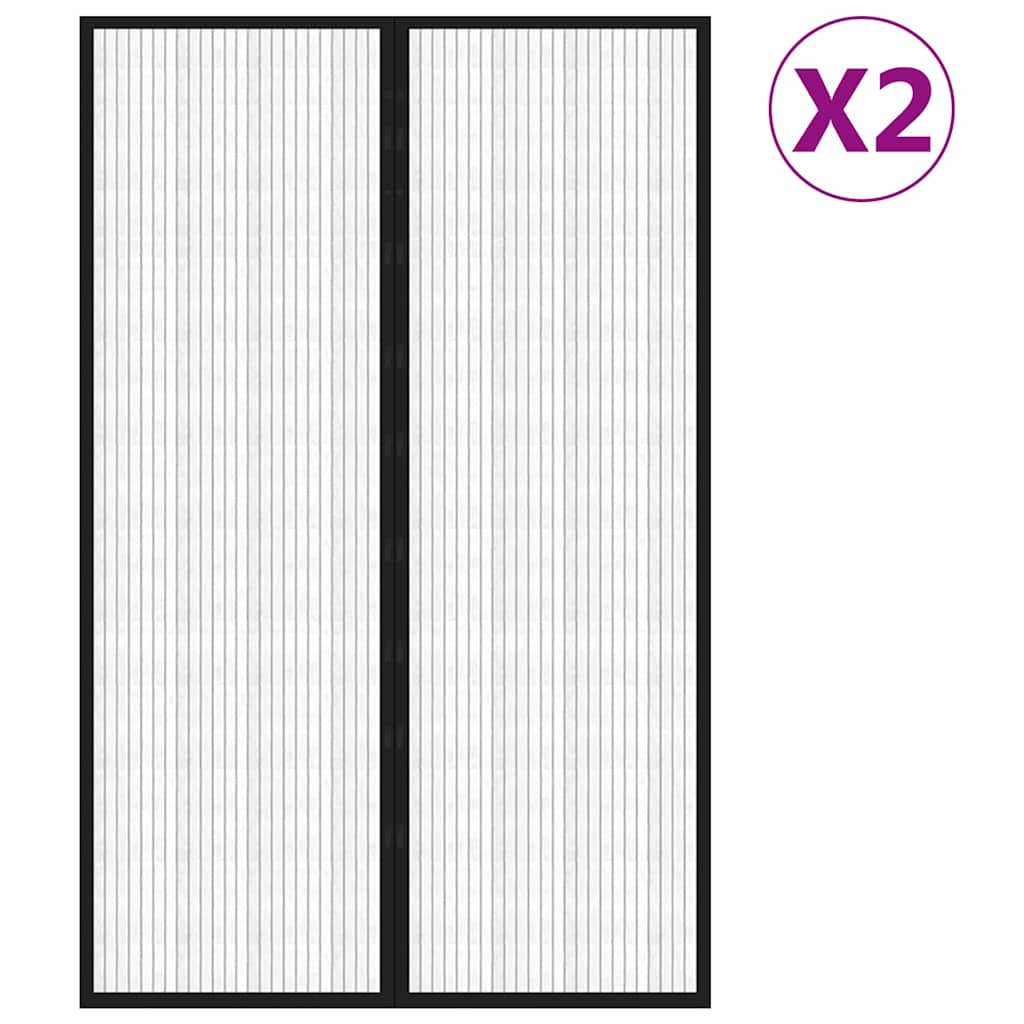 314689 vidaXL Insect Door Curtains 2 pcs with Magnet Blocks Black 220x130 cm