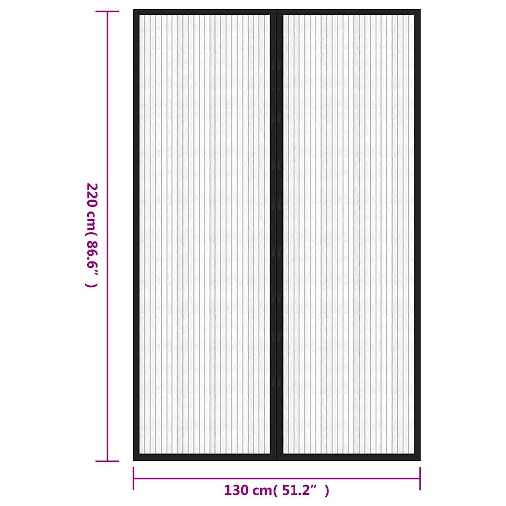 314689 vidaXL Insect Door Curtains 2 pcs with Magnet Blocks Black 220x130 cm