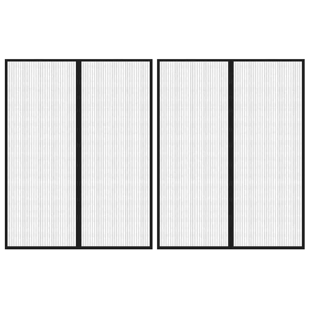 314690 vidaXL Insect Door Curtains 2 pcs with Magnet Blocks Black 230x160 cm