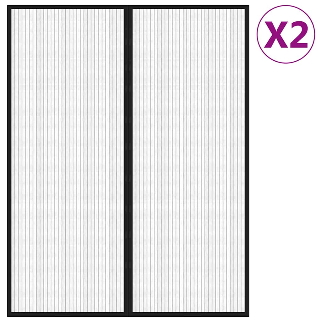 314690 vidaXL Insect Door Curtains 2 pcs with Magnet Blocks Black 230x160 cm