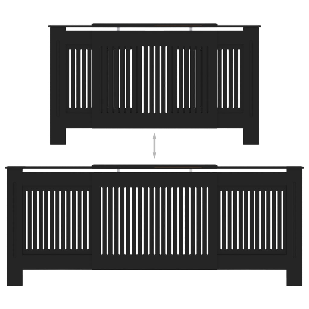 vidaXL MDF Radiator Cover Black 205 cm