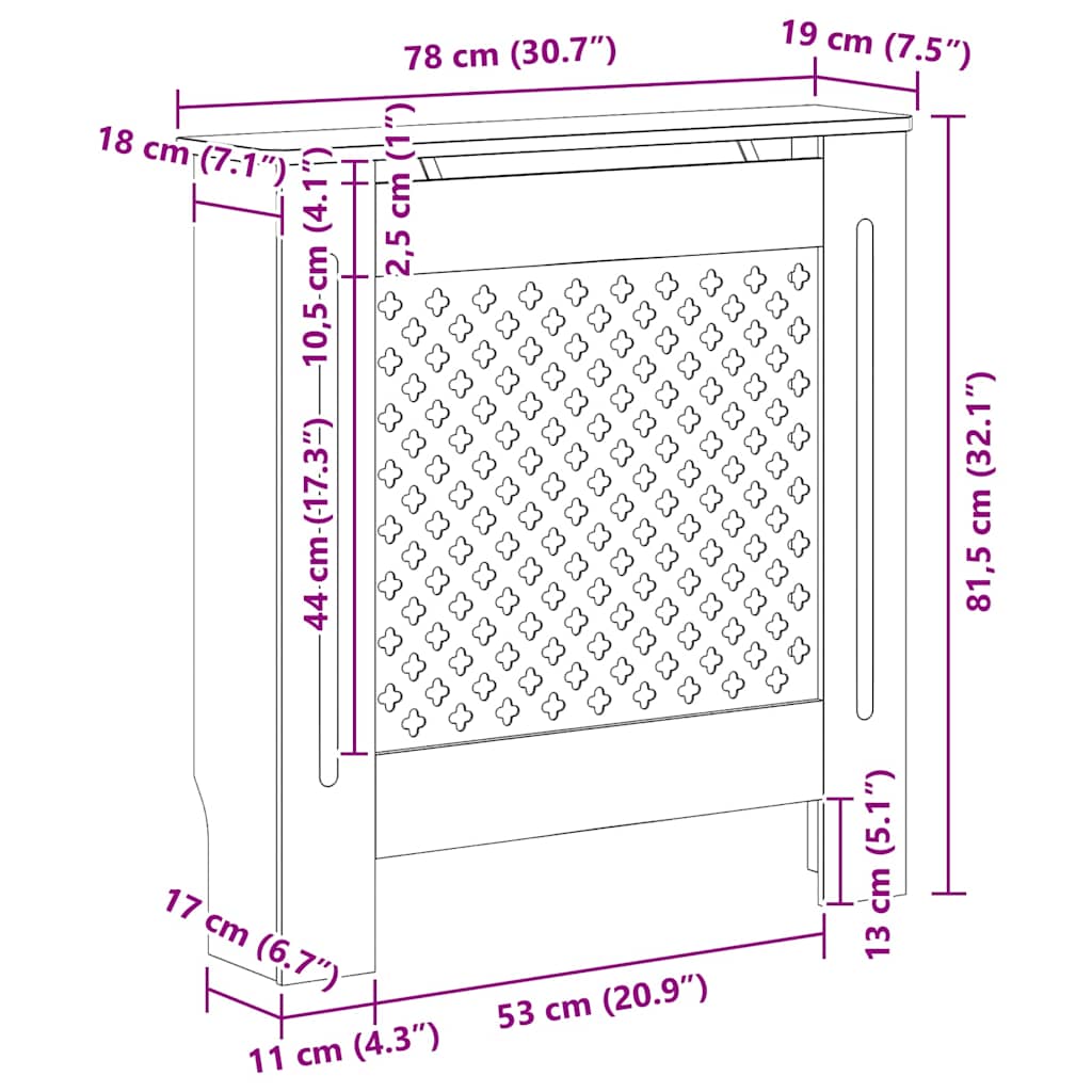 325570 vidaXL MDF Radiator Cover 78 cm