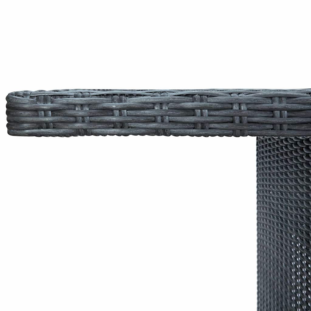 313309 vidaXL Garden Table Dark Grey Poly Rattan and Tempered Glass