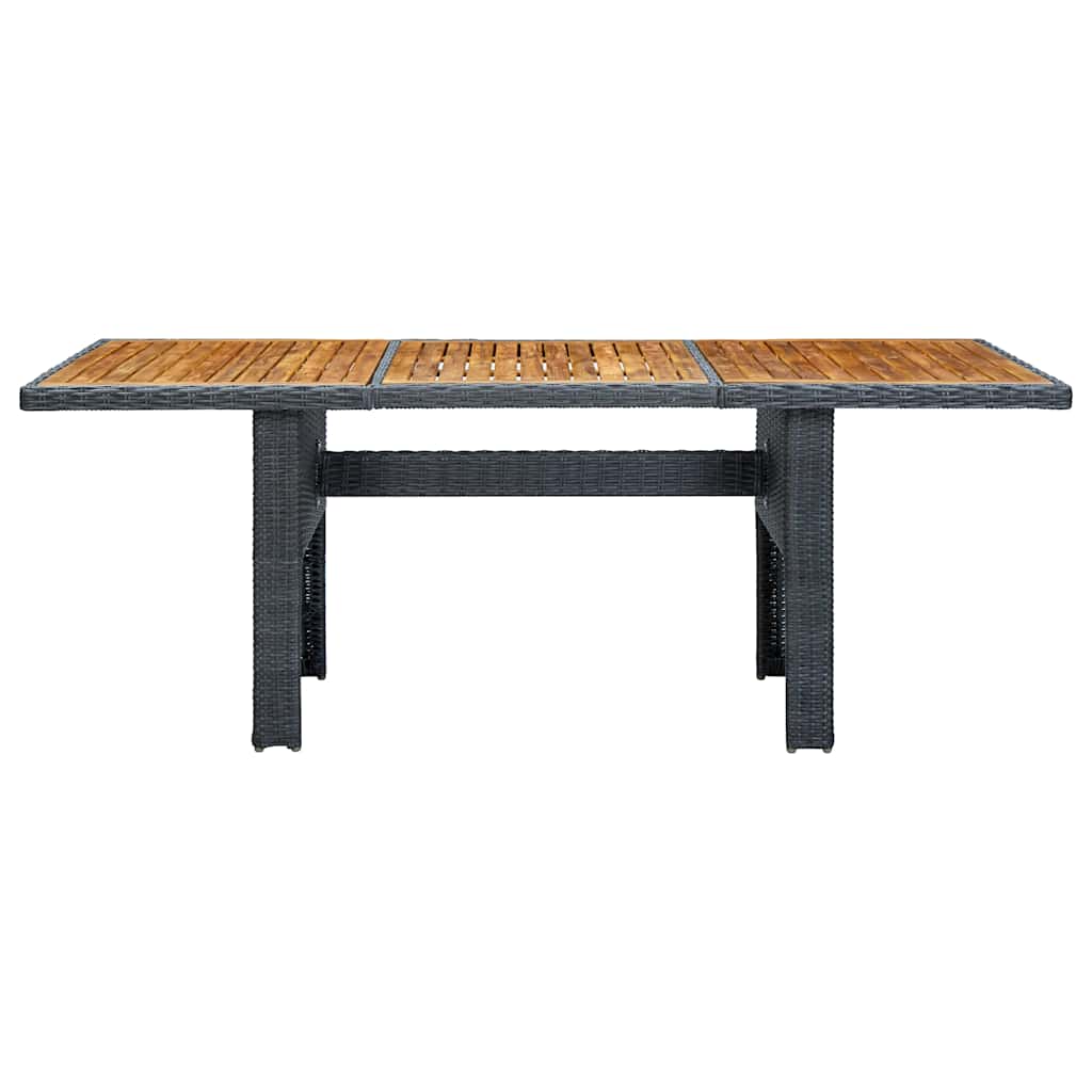 313310 vidaXL Garden Table Dark Grey Poly Rattan and Solid Acacia Wood