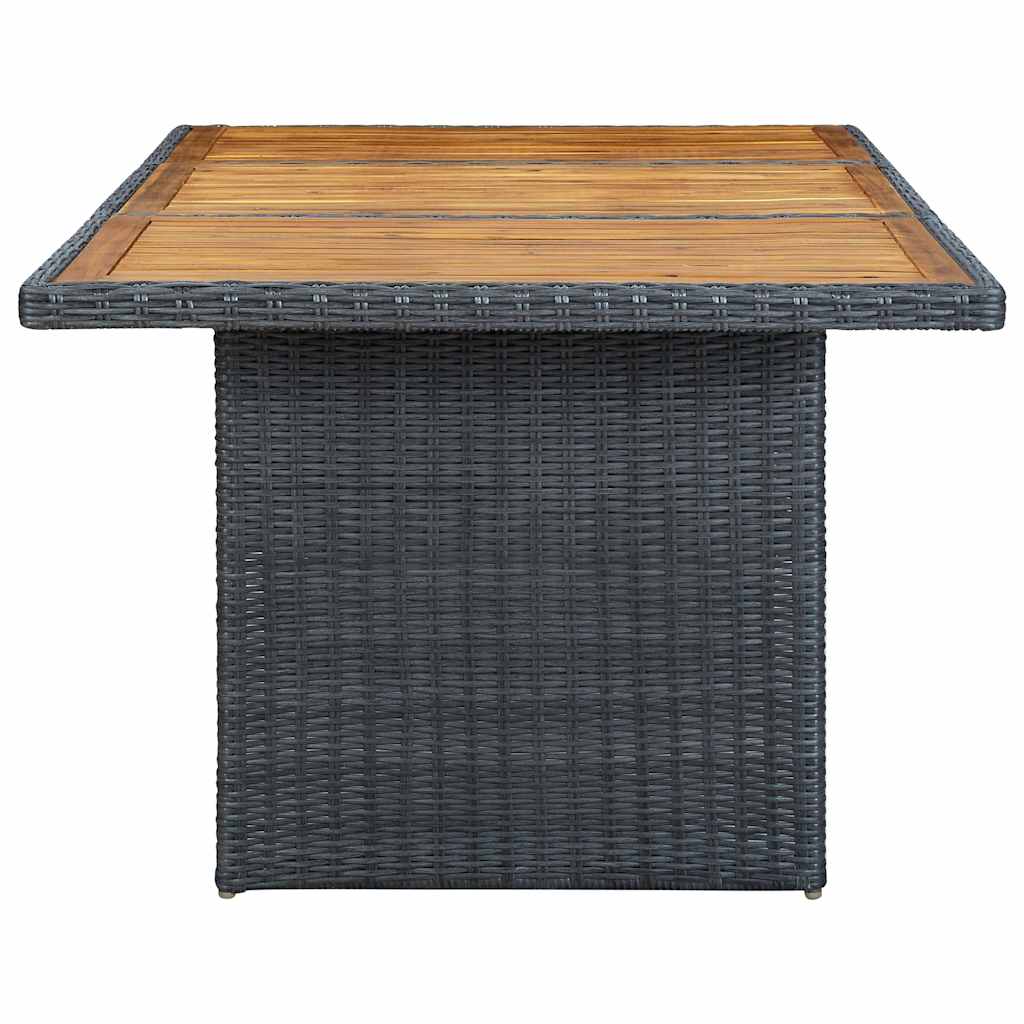 313310 vidaXL Garden Table Dark Grey Poly Rattan and Solid Acacia Wood