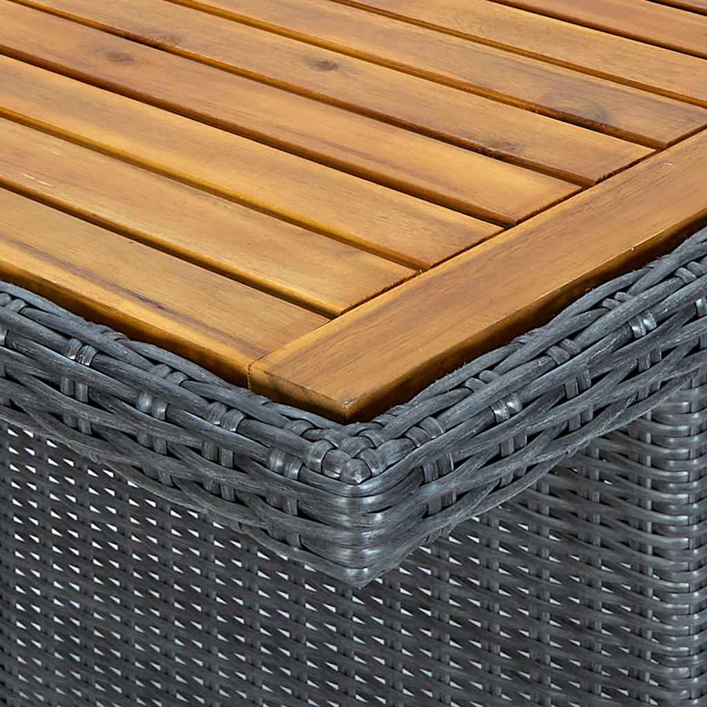 313310 vidaXL Garden Table Dark Grey Poly Rattan and Solid Acacia Wood