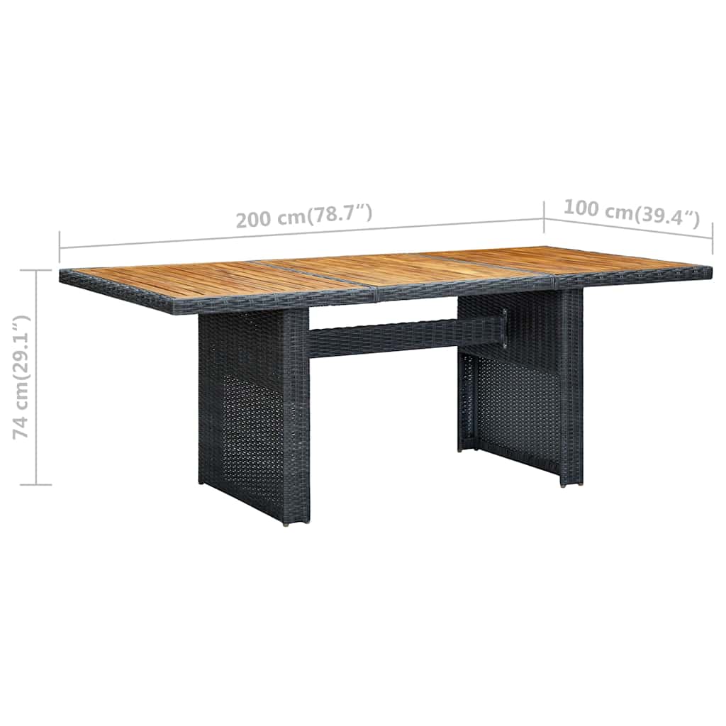 313310 vidaXL Garden Table Dark Grey Poly Rattan and Solid Acacia Wood