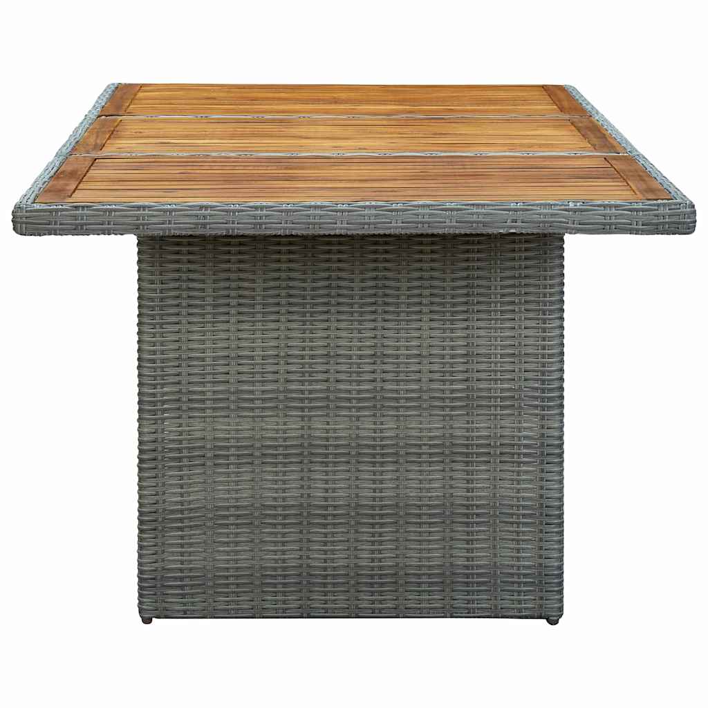 313312 vidaXL Garden Table Light Grey Poly Rattan and Solid Acacia Wood