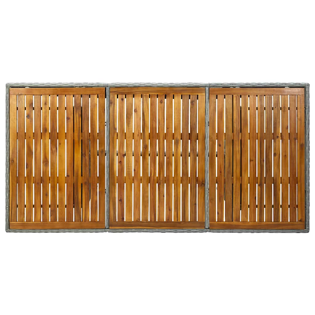 313312 vidaXL Garden Table Light Grey Poly Rattan and Solid Acacia Wood
