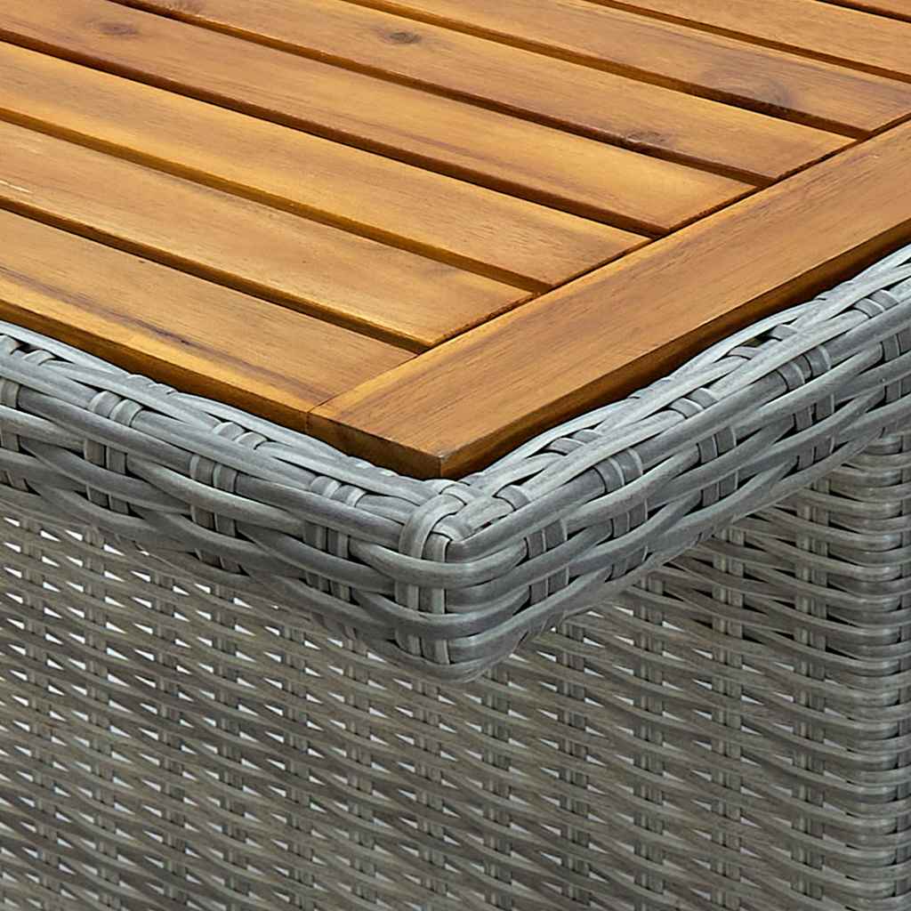 313312 vidaXL Garden Table Light Grey Poly Rattan and Solid Acacia Wood