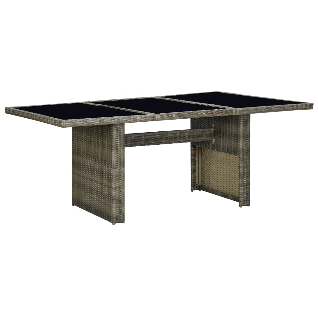 Garden Table Brown Poly Rattan and Tempered Glass