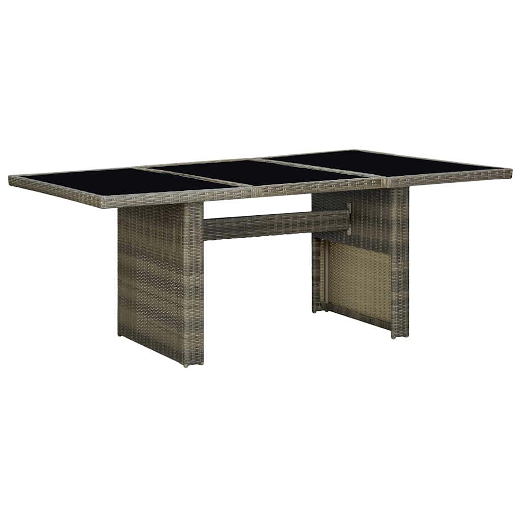 313313 vidaXL Garden Table Brown Poly Rattan and Tempered Glass