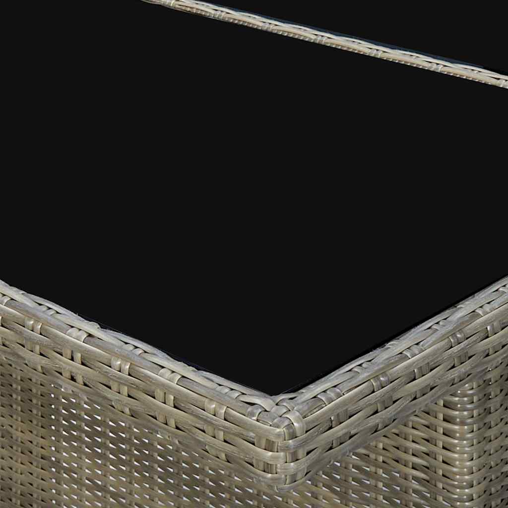 313313 vidaXL Garden Table Brown Poly Rattan and Tempered Glass