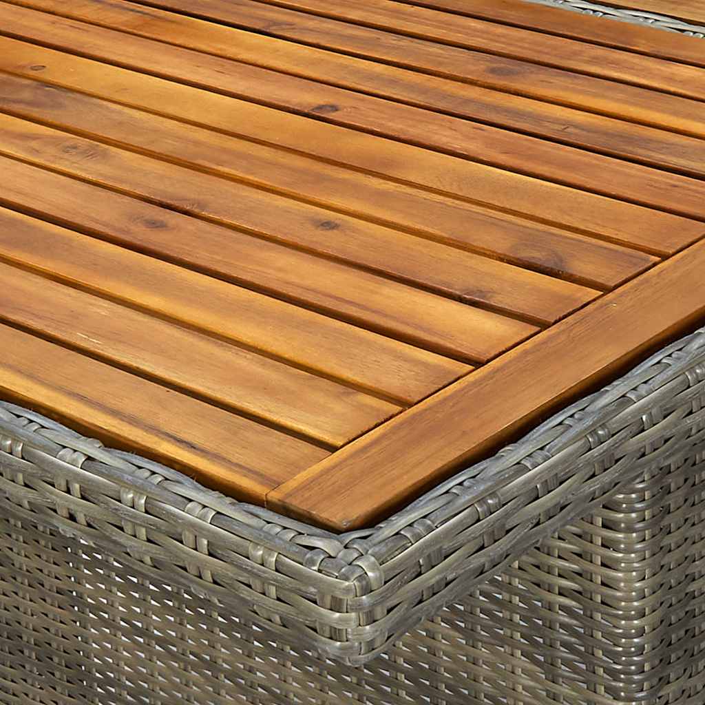 313314 vidaXL Garden Table Brown Poly Rattan and Solid Acacia Wood