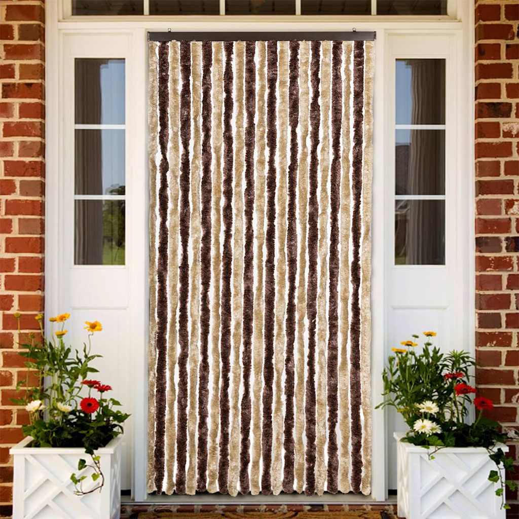 315121 vidaXL Insect Curtain Beige and Light Brown 90x200 cm Chenille
