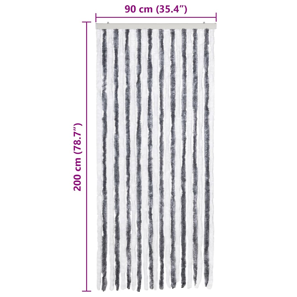 315124 vidaXL Insect Curtain Grey and White 90x200 cm Chenille