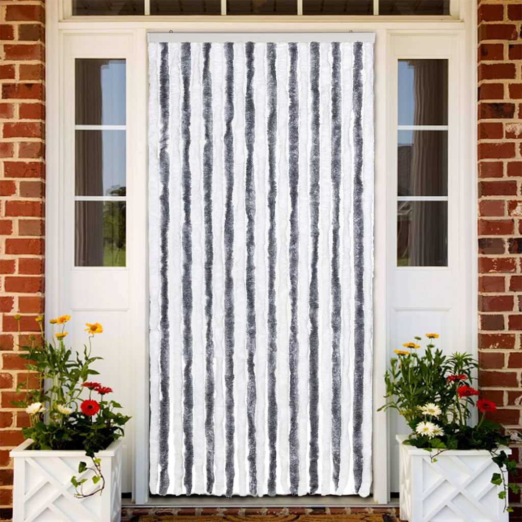 315124 vidaXL Insect Curtain Grey and White 90x200 cm Chenille