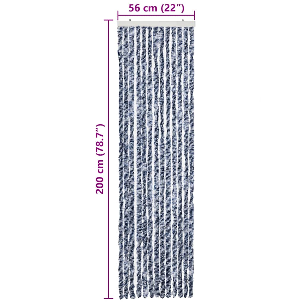 315126 vidaXL Insect Curtain Blue and White 56x200 cm Chenille