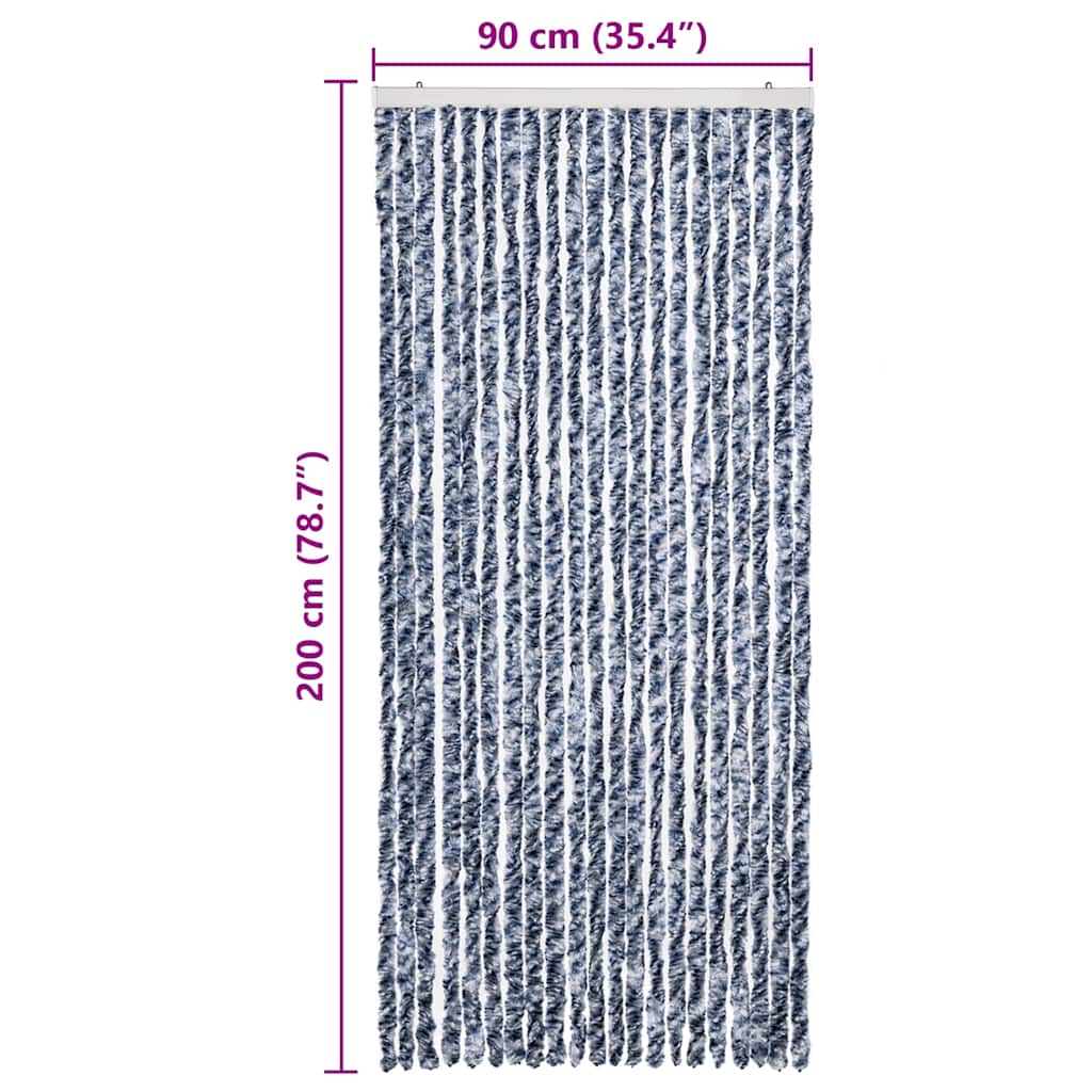 315127 vidaXL Insect Curtain Blue and White 90x200 cm Chenille