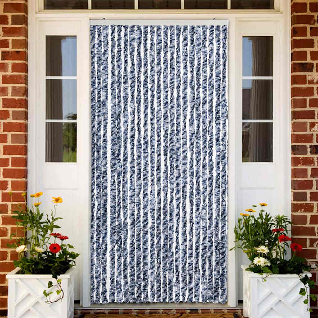 315127 vidaXL Insect Curtain Blue and White 90x200 cm Chenille