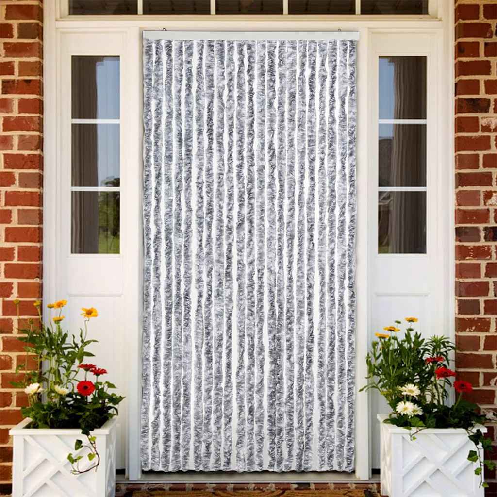 315133 vidaXL Insect Curtain White and Grey 90x200 cm Chenille