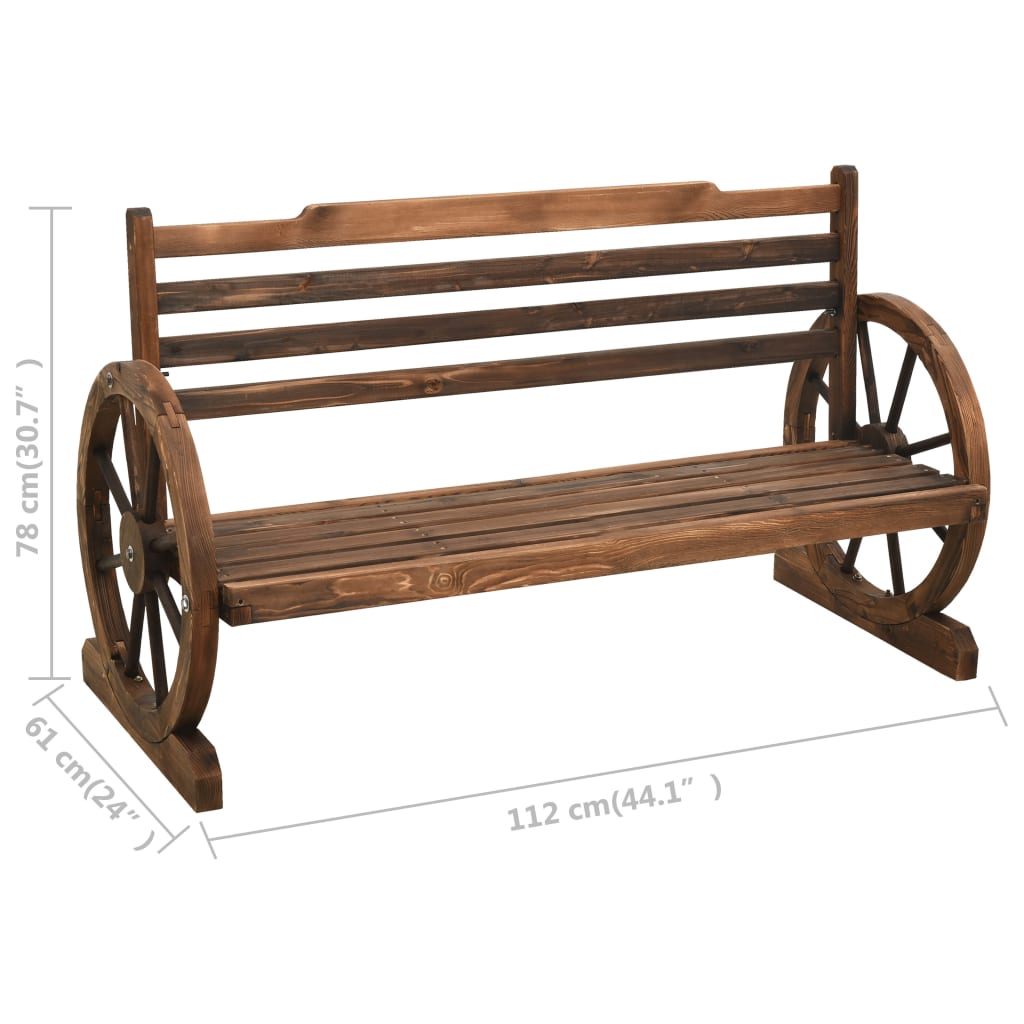 Bench | Brown | Solid Firwood | Medium | Fun Inlays | Garden Bench