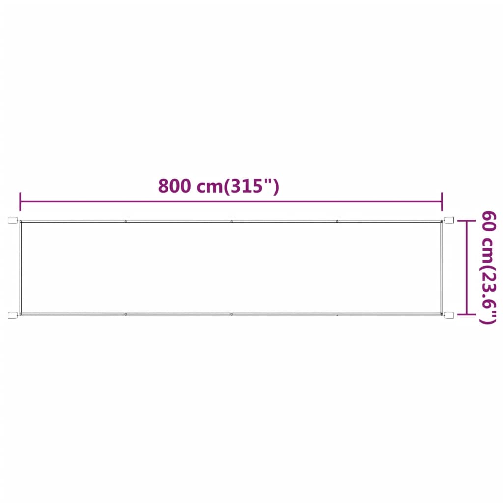 vidaXL Vertical Awning White 60x800 cm Oxford Fabric