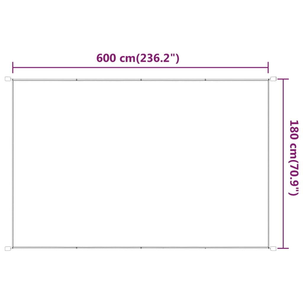 vidaXL Vertical Awning White 180x600 cm Oxford Fabric