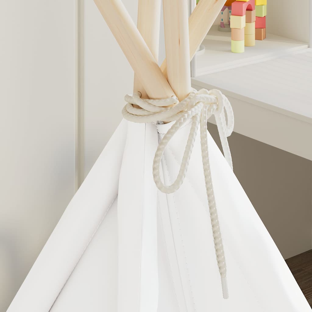 Children Teepee Tent with Bag Peach Skin White 120x120x150 cm