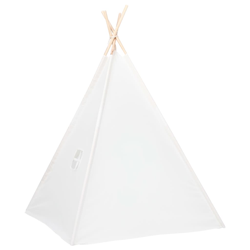 vidaXL Children Teepee Tent with Bag Peach Skin White 120x120x150 cm