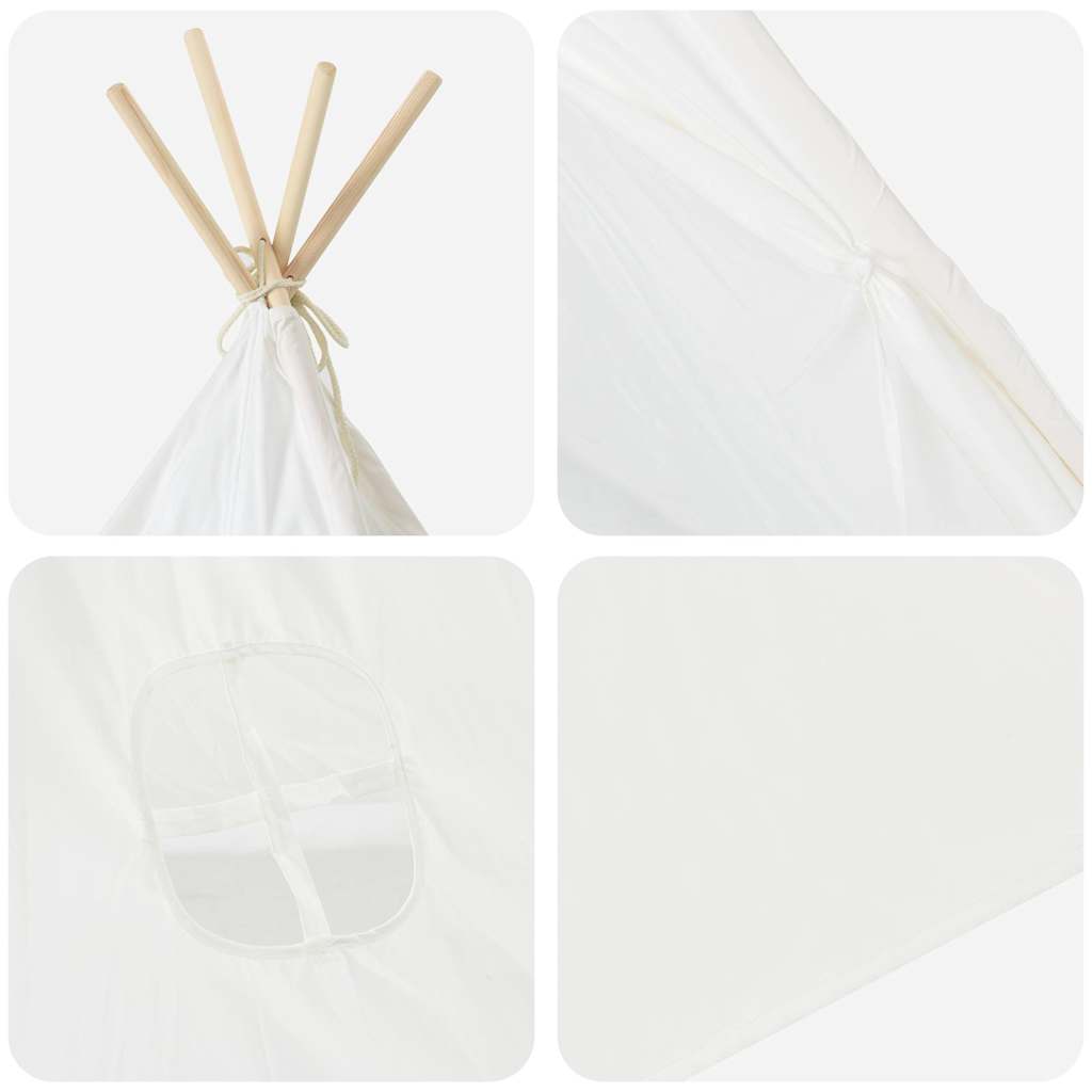 Children Teepee Tent with Bag Peach Skin White 120x120x150 cm
