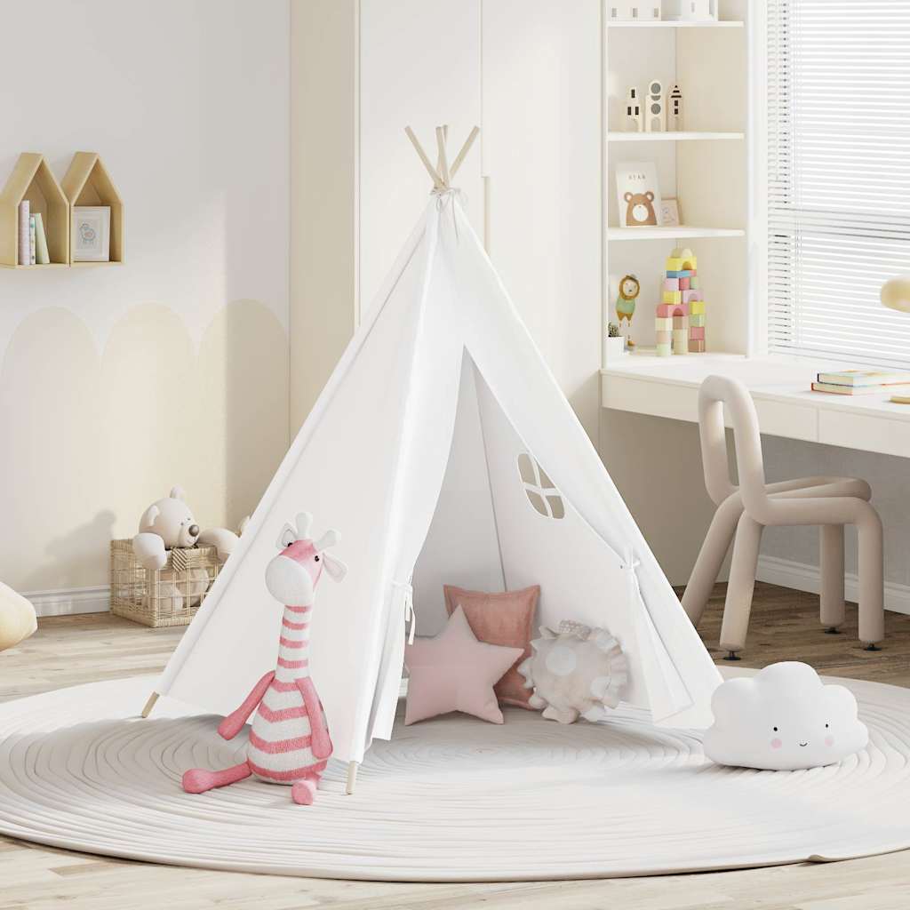 Children Teepee Tent with Bag Peach Skin White 120x120x150 cm