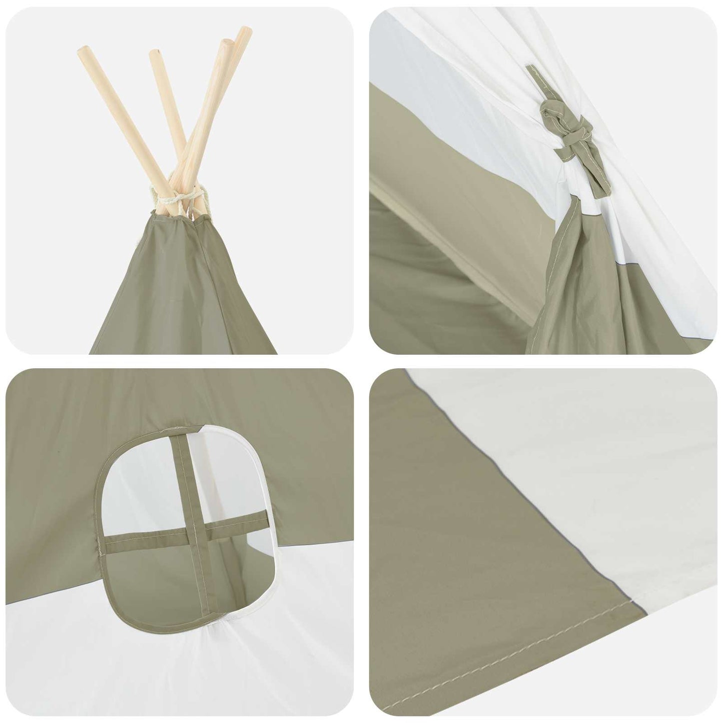 Children Tent Grey and White 120 x 120 x 150 cm Solid pine wood