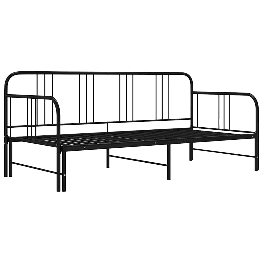 Pull-out Sofa Bed Frame without Mattress Black Metal 90x200 cm
