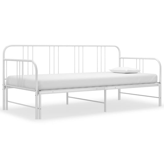 vidaXL Pull-out Sofa Bed Frame without Mattress White Metal 90x200 cm