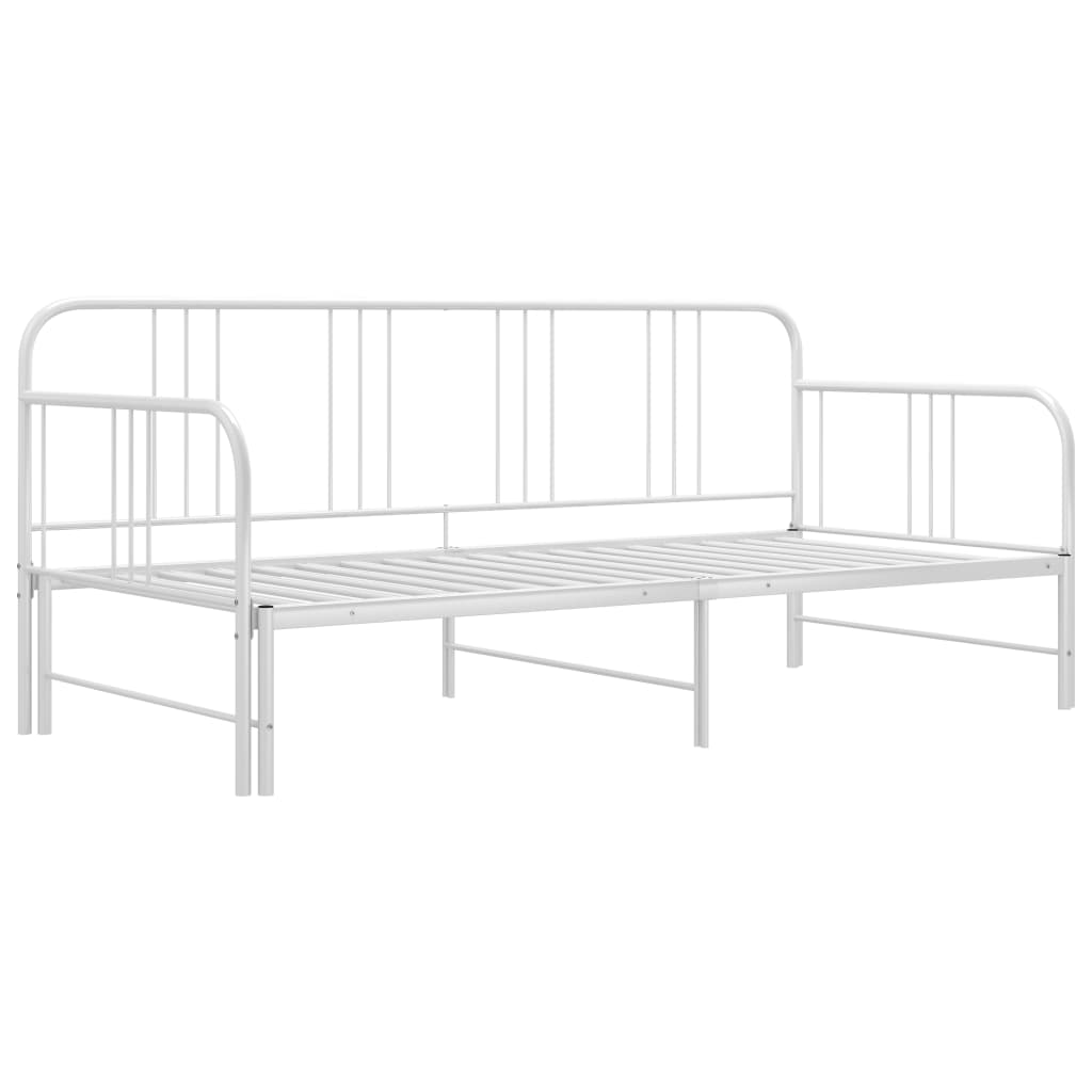 vidaXL Pull-out Sofa Bed Frame without Mattress White Metal 90x200 cm