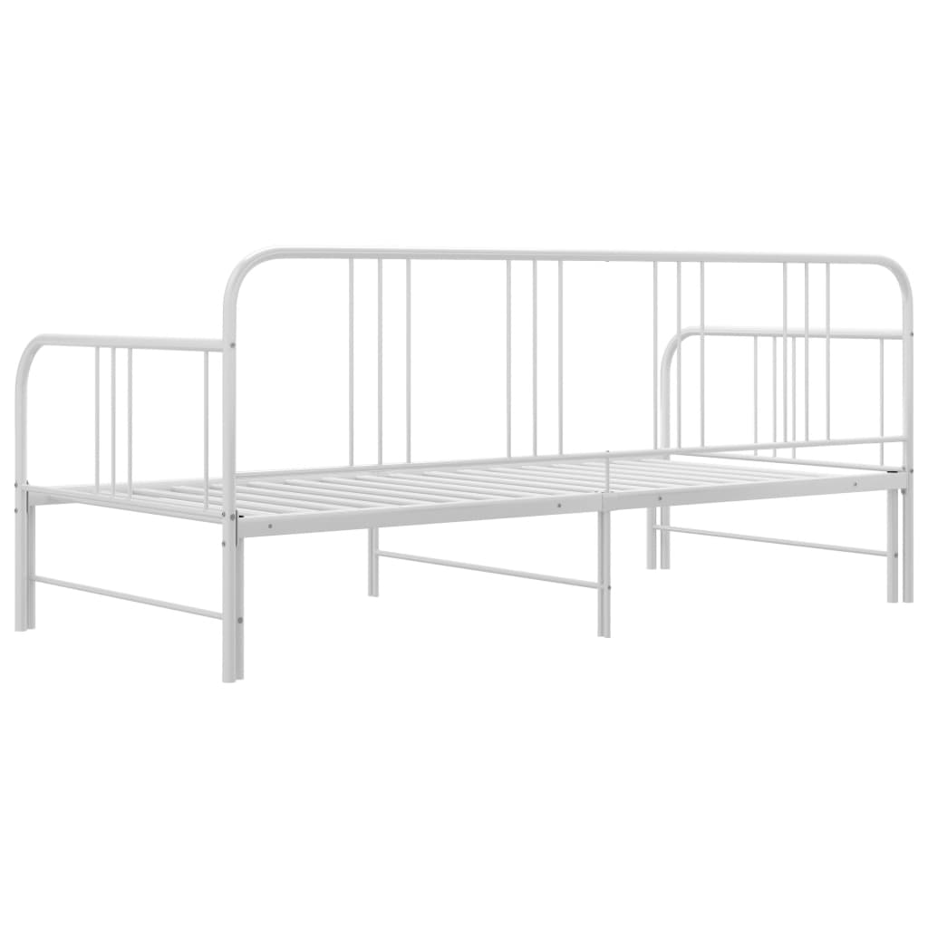 vidaXL Pull-out Sofa Bed Frame without Mattress White Metal 90x200 cm