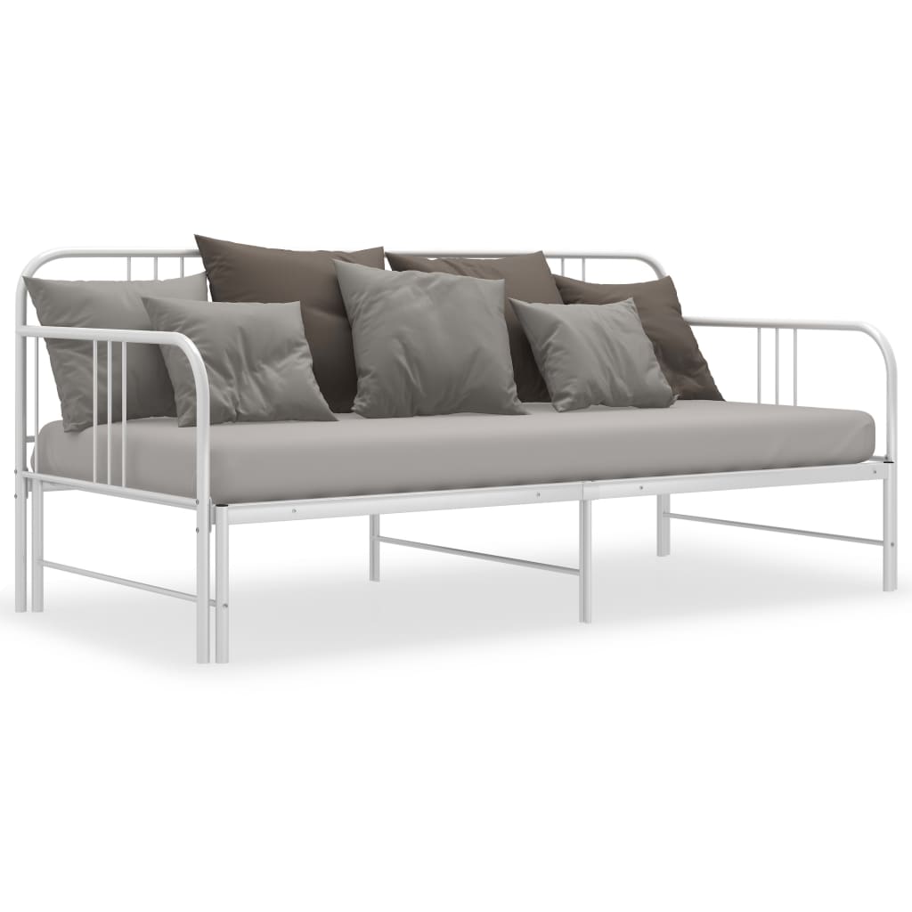 vidaXL Pull-out Sofa Bed Frame without Mattress White Metal 90x200 cm