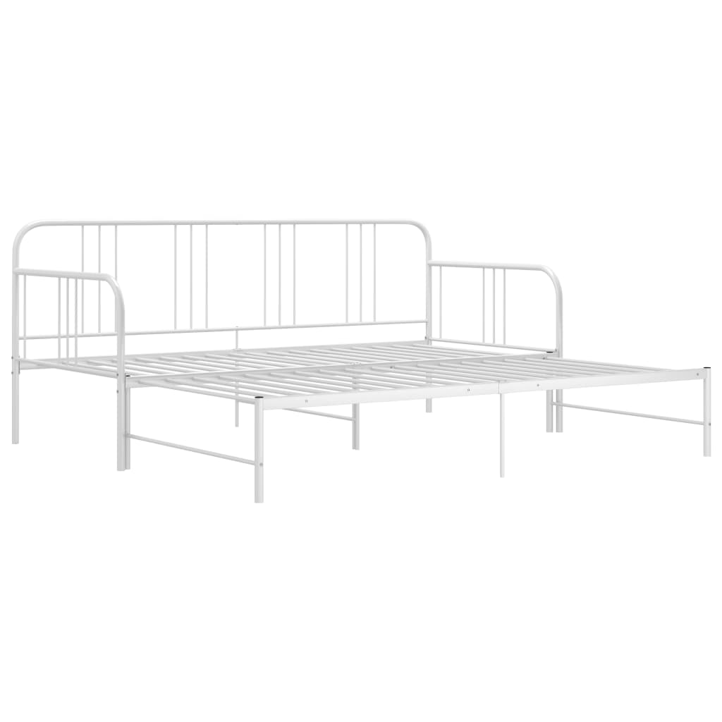 vidaXL Pull-out Sofa Bed Frame without Mattress White Metal 90x200 cm