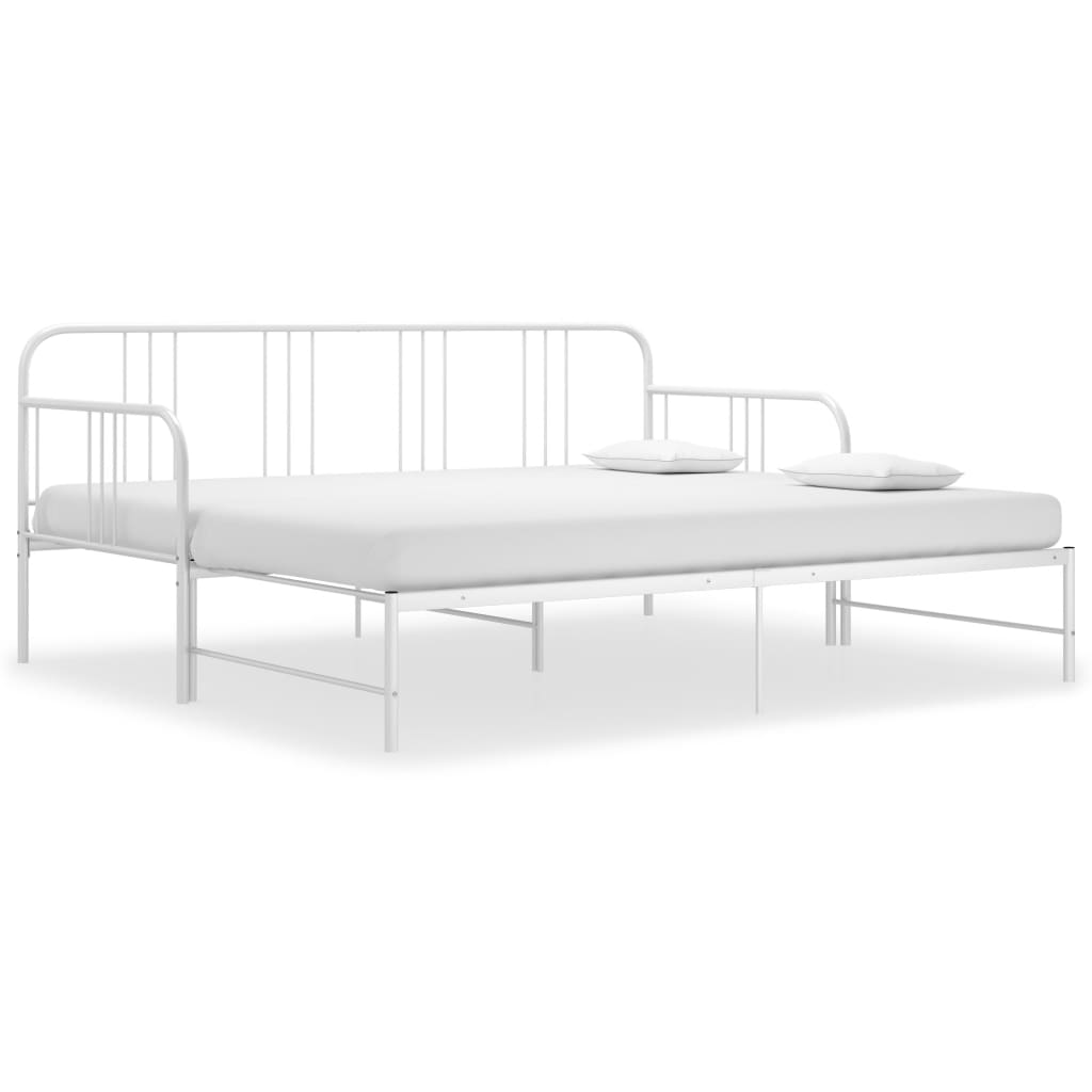 vidaXL Pull-out Sofa Bed Frame without Mattress White Metal 90x200 cm